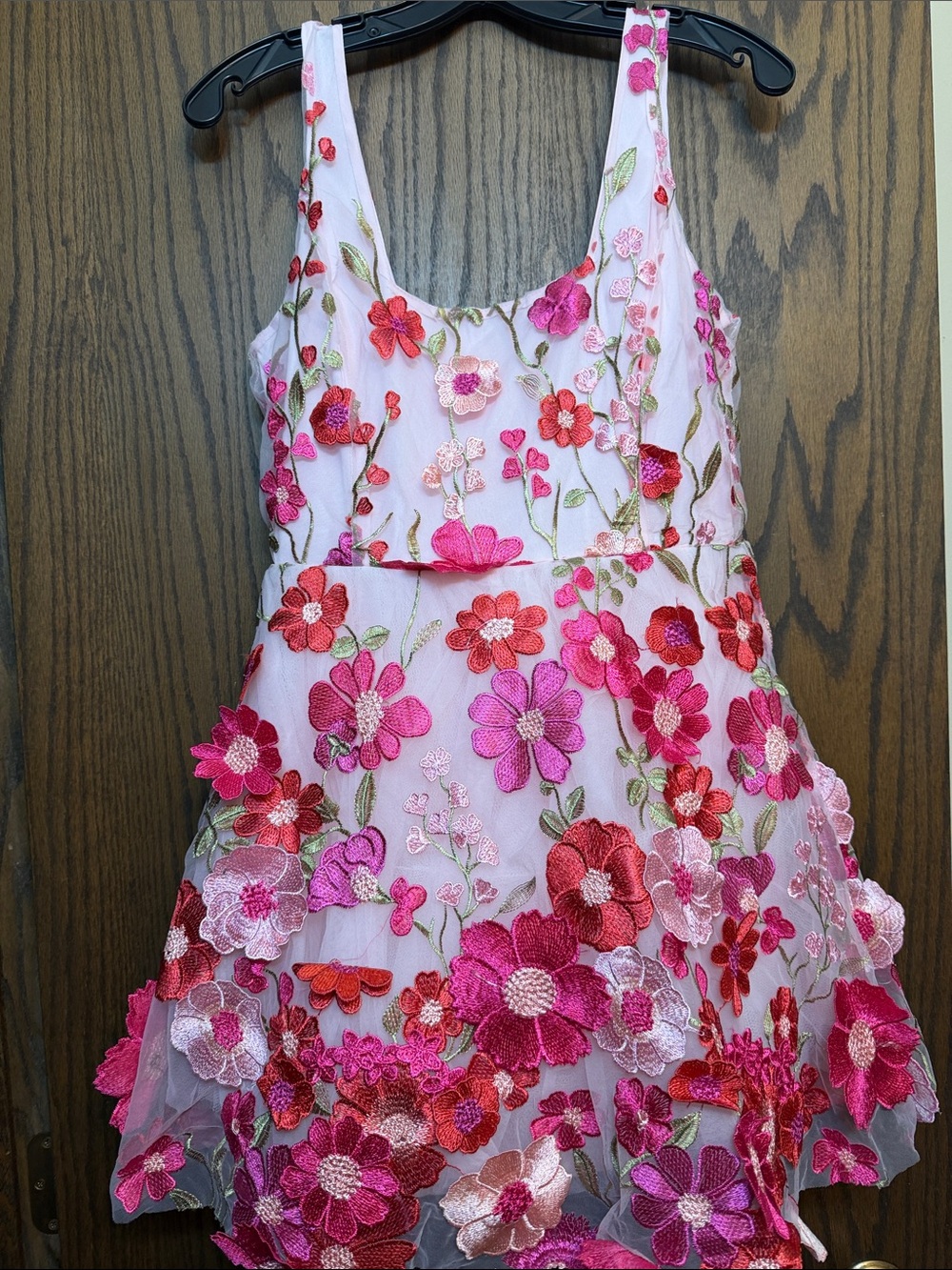 Ina Pink Floral Embroidered Mini Dress